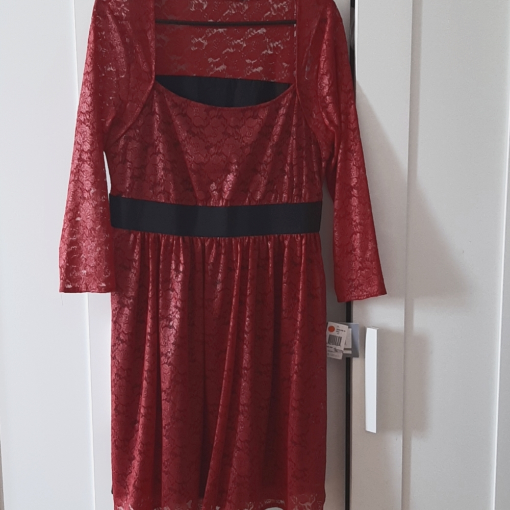Marc New York lined lace dress, size 12, red.